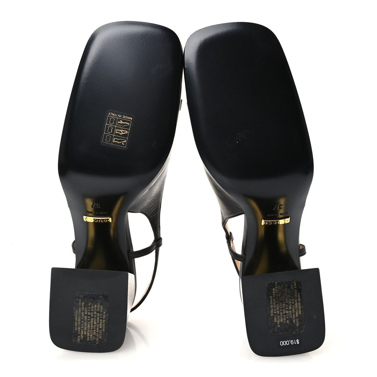Gucci Malaga Kid Horsebit Women's 75mm Slingback Pumps 37 Black
