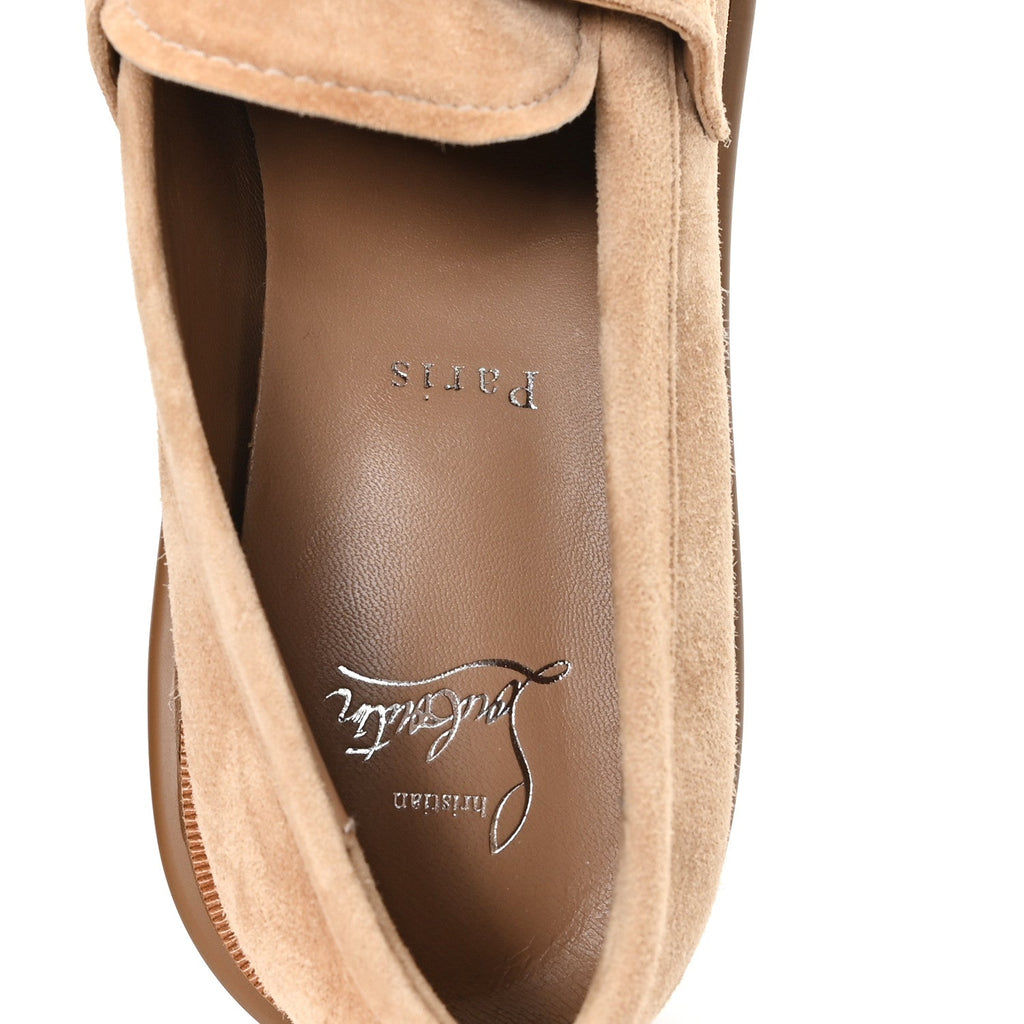 Christian Louboutin Suede Men's Urban Moc Lock Loafers 38 Beige