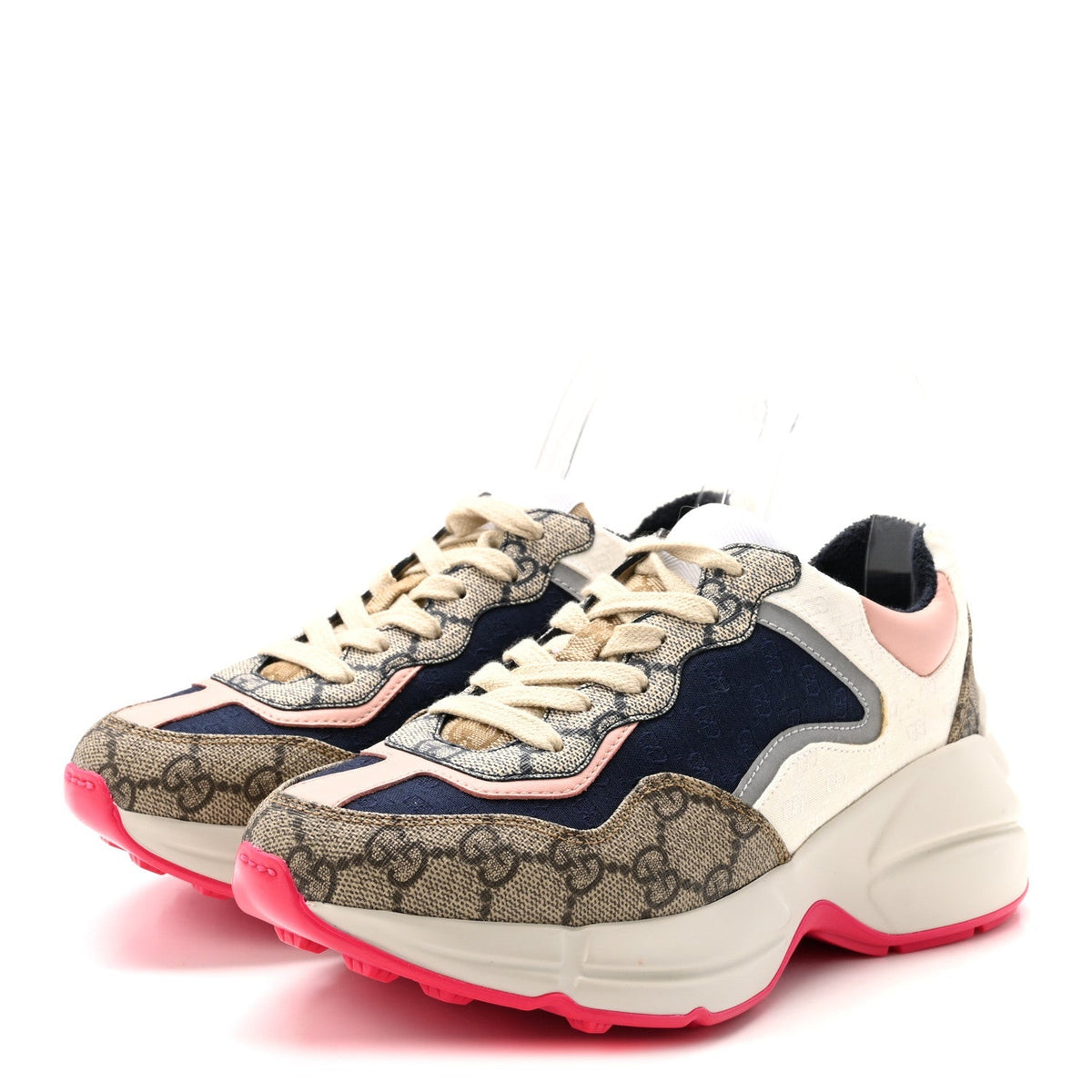 Gucci GG Supreme Monogram Women's Rhyton Sneakers 35.5 London Blue Beige Pale Pink