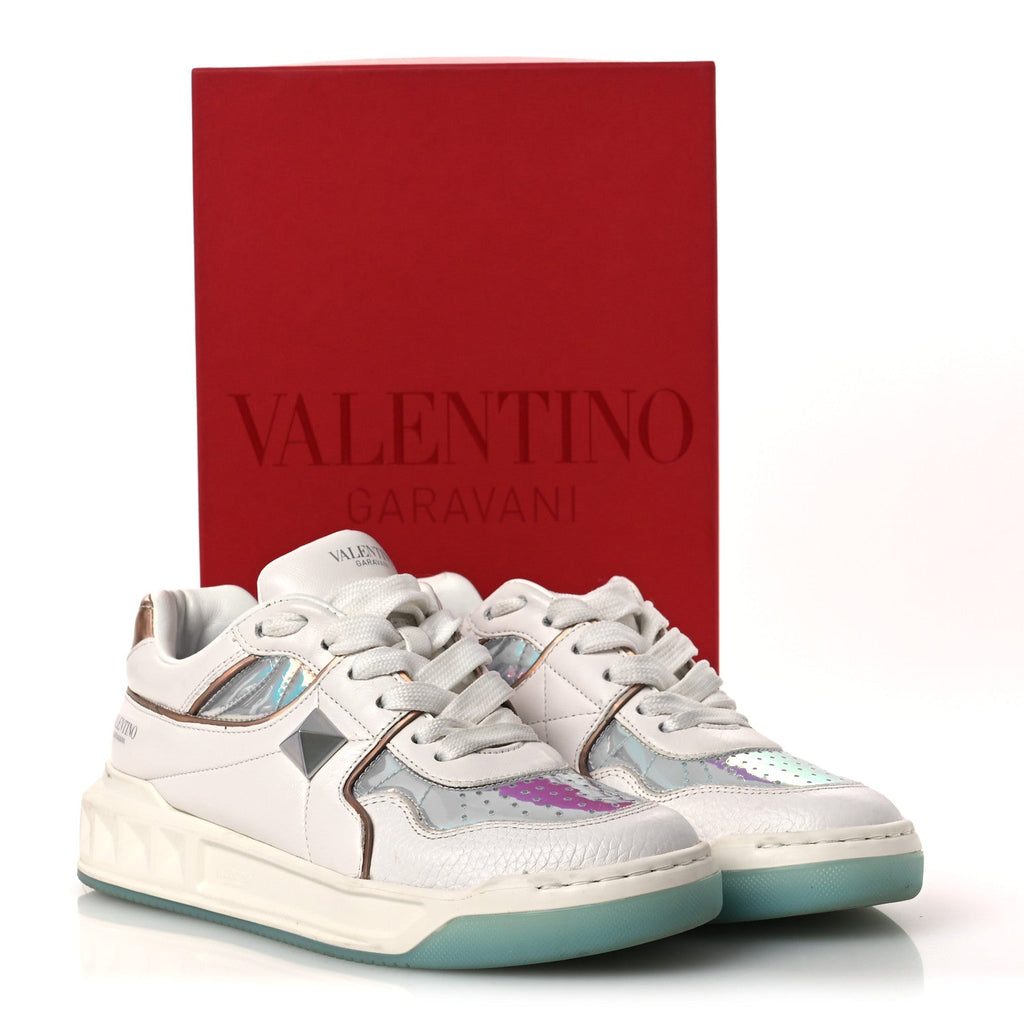 Valentino Garavani Nappa Women's One Stud Low Top Sneakers 37 White