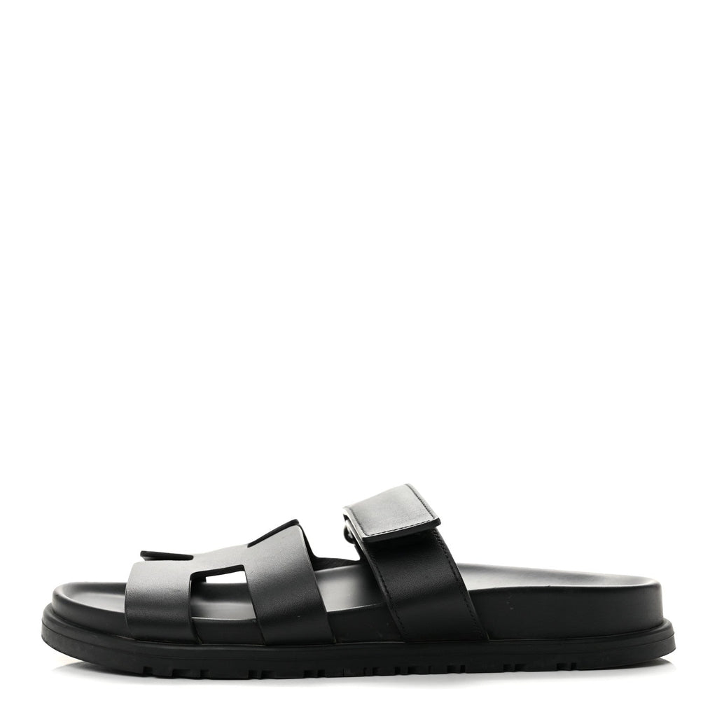 Hermès Calfskin Women's Chypre Sandals 37.5 Black