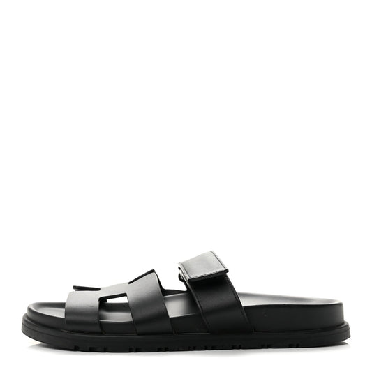 Hermès Calfskin Women's Chypre Sandals 37.5 Black