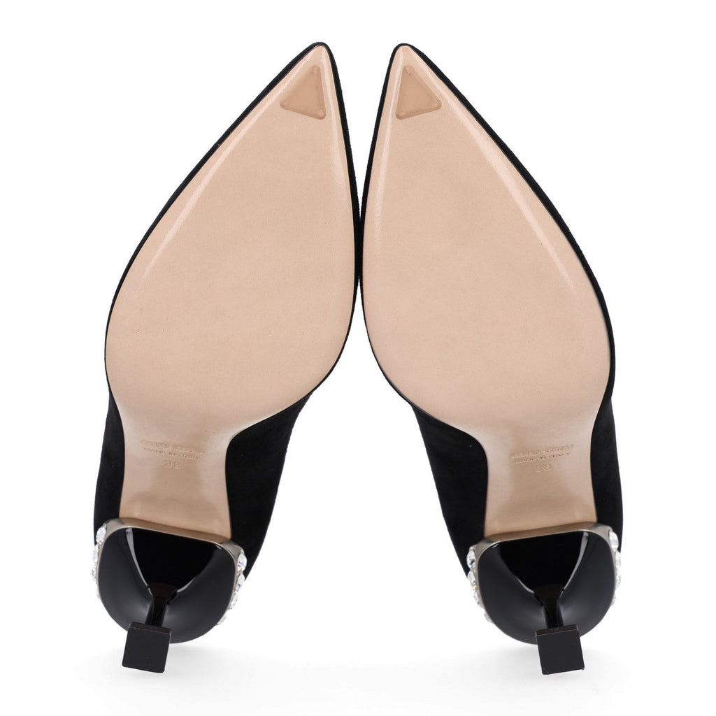 Miu Miu Suede Women's Crystal Pumps 37 Black