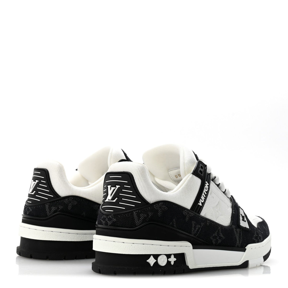 Louis Vuitton Calfskin Denim Women's LV Trainer Sneakers 39 Black