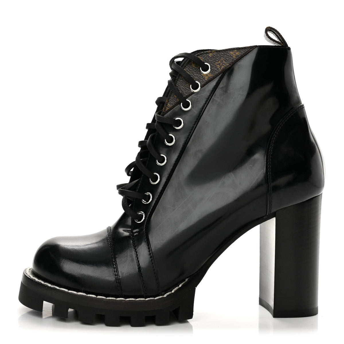 Louis Vuitton Glazed Calfskin Women's Star Trail Boots 40 Black