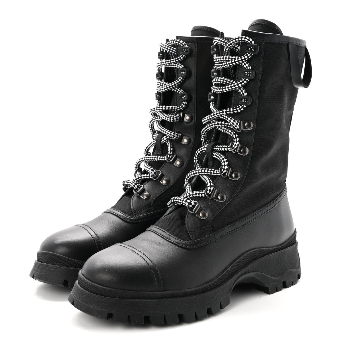 Prada Vitello Montana Neoprene Women's Combat Boots 36 Black