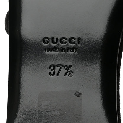 Gucci Suede Mesh Women's Crystal GG Demi Ballet Flats 37.5 Black