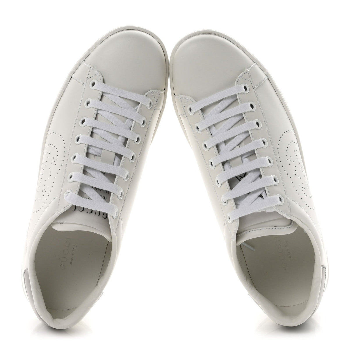 Gucci Calfskin Women's Ace Sneakers 38.5 White Grey Sky