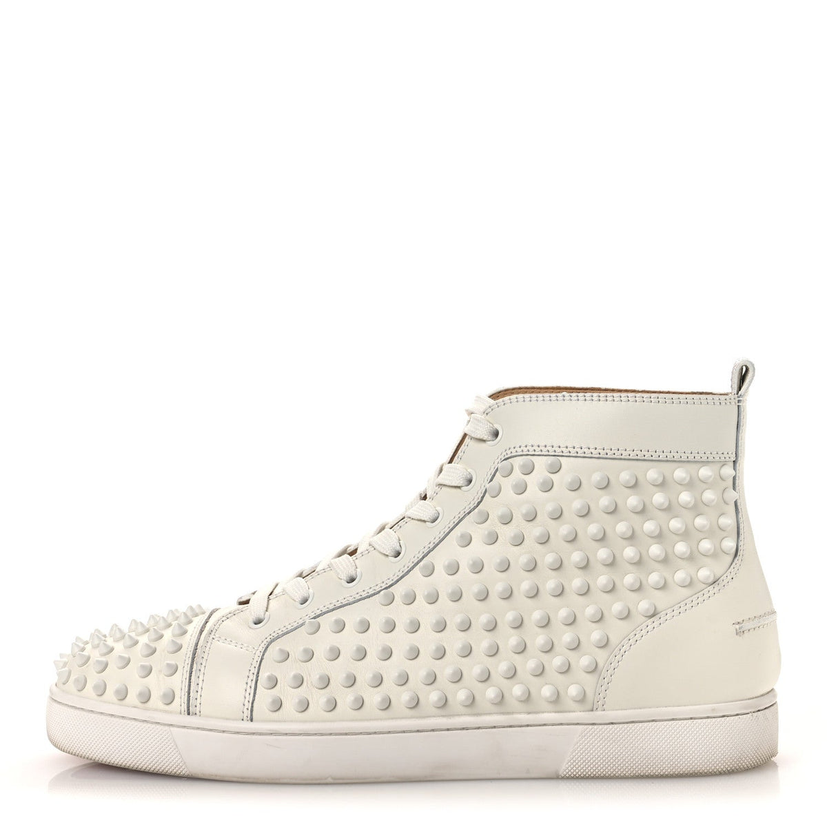 Christian Louboutin Nappa Laminato Men's Yang Louis Flat Sneakers 45 Latte Silver