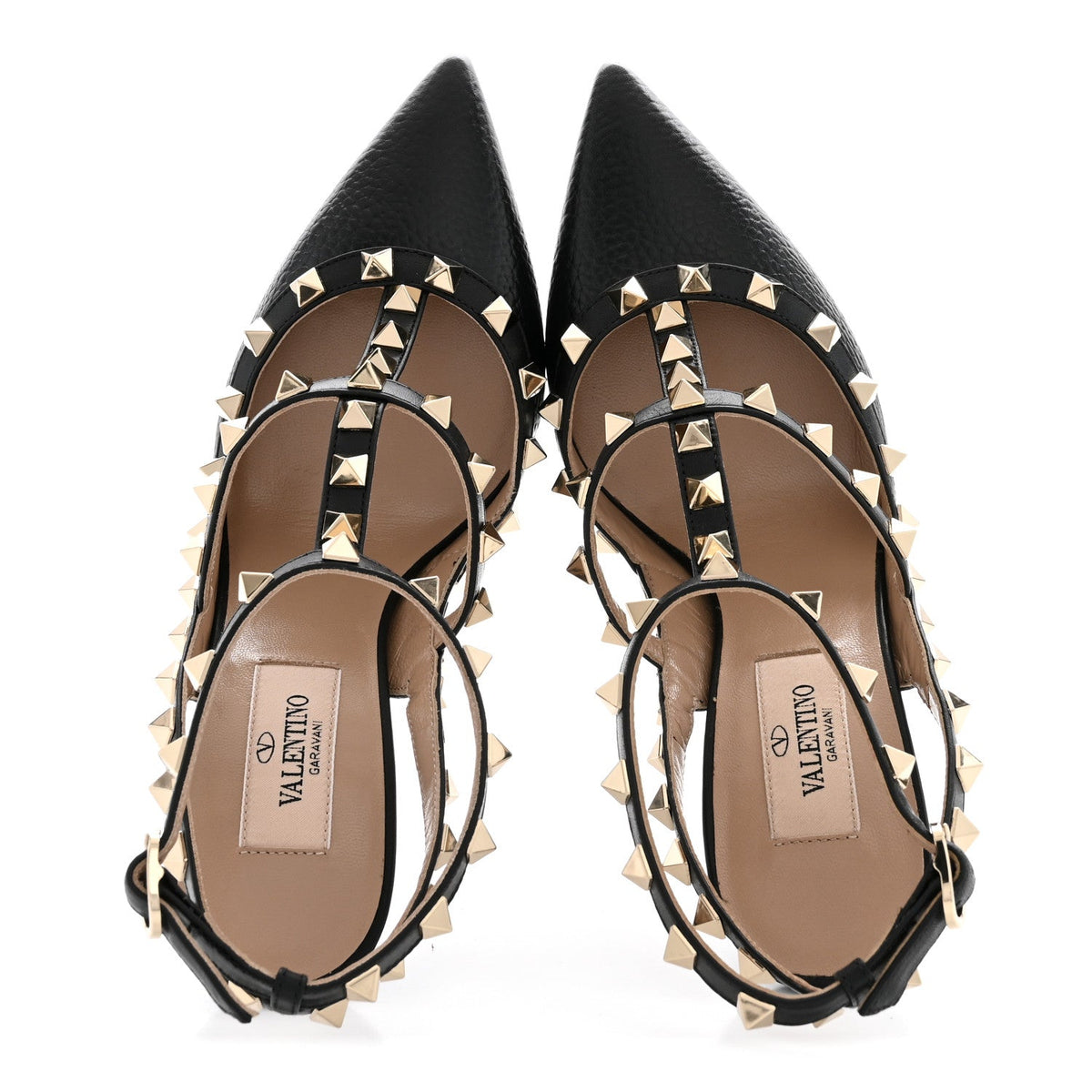 Valentino Garavani Pebbled Calfskin Women's Rockstud Pumps 36 Black