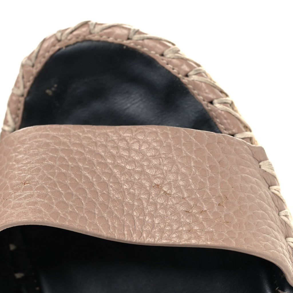 Valentino Garavani Calfskin Women's Rockstud Espadrille Wedge Sandals 35 Poudre Natural