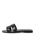 Hermès Box Calfskin Women's Oran Sandals 37.5 Black