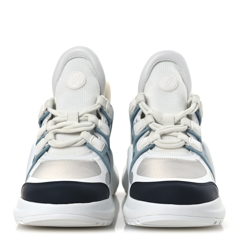 Louis Vuitton Calfskin Technical Nylon Women's LV Archlight Sneakers 38 White Blue Gris