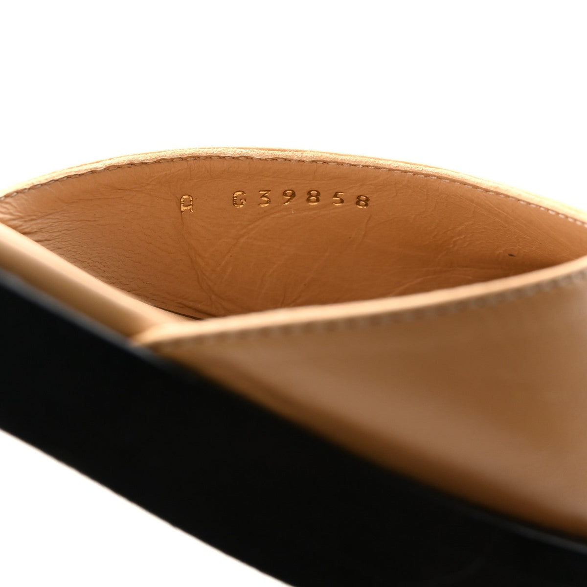 Chanel Shiny Goatskin Women's Mary Jane Flats 38.5 Beige Black
