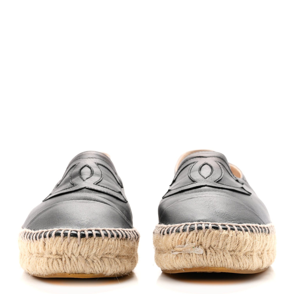 Chanel Lambskin CC Women's Espadrilles 38 Black