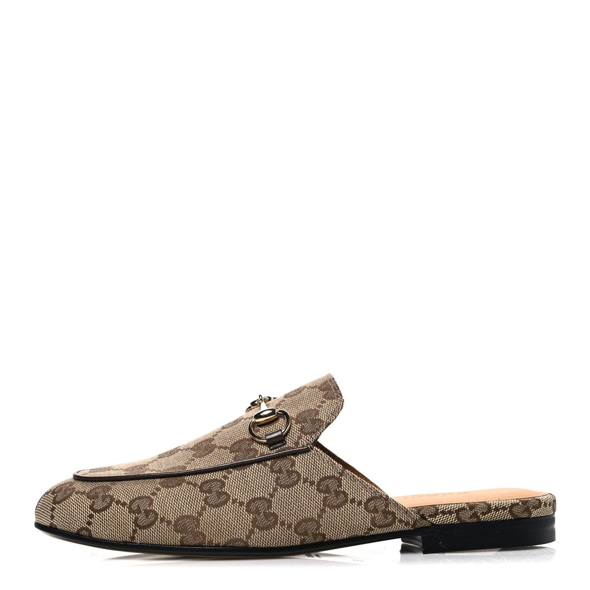 Gucci Canvas Women's Princetown Slippers 35 Beige Ebony New Acero