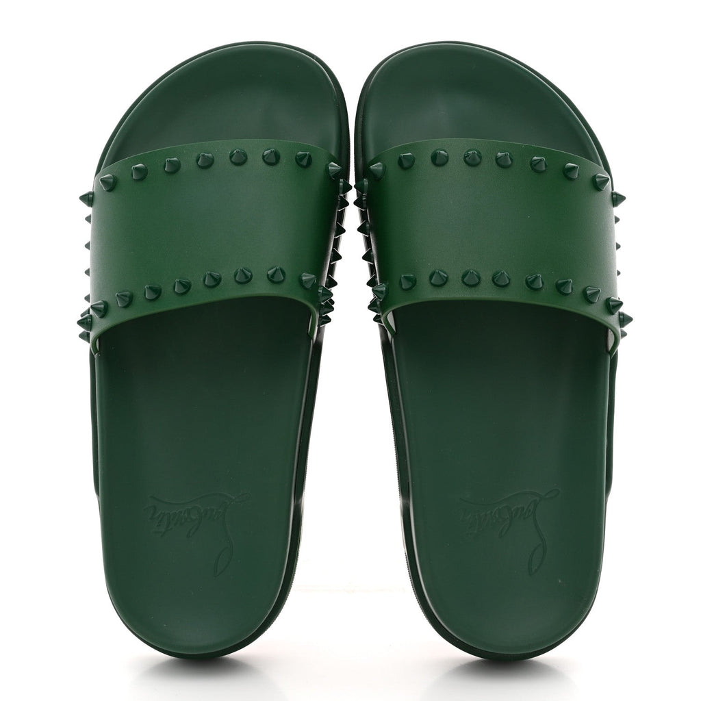 Christian Louboutin Calfskin Women's Pool Fun Slide Sandals 35 Green