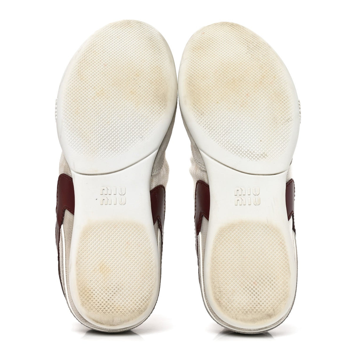 Miu Miu Technical Fabric Suede Women's Gymnasium Sneakers 38 White Burgundy