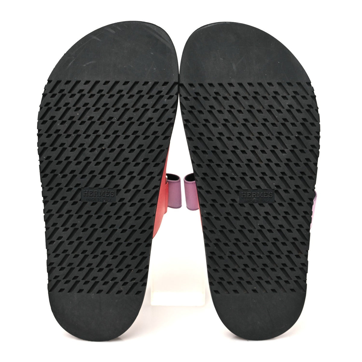 Hermes Satin Crepe Women's Chypre Sandals 37.5 Rose Peche Violet Petale