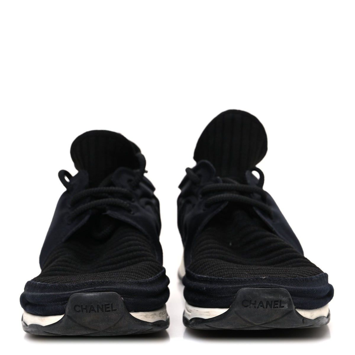 Chanel Stretch Fabric Women's CC Sneakers 36 Black