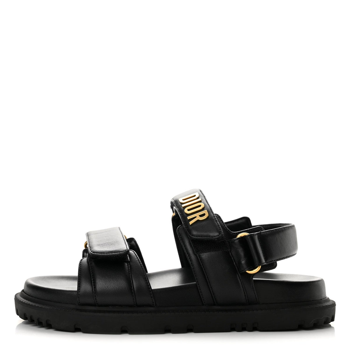 Christian Dior Lambskin Women's Dioract 10mm Sandals 36.5 Black