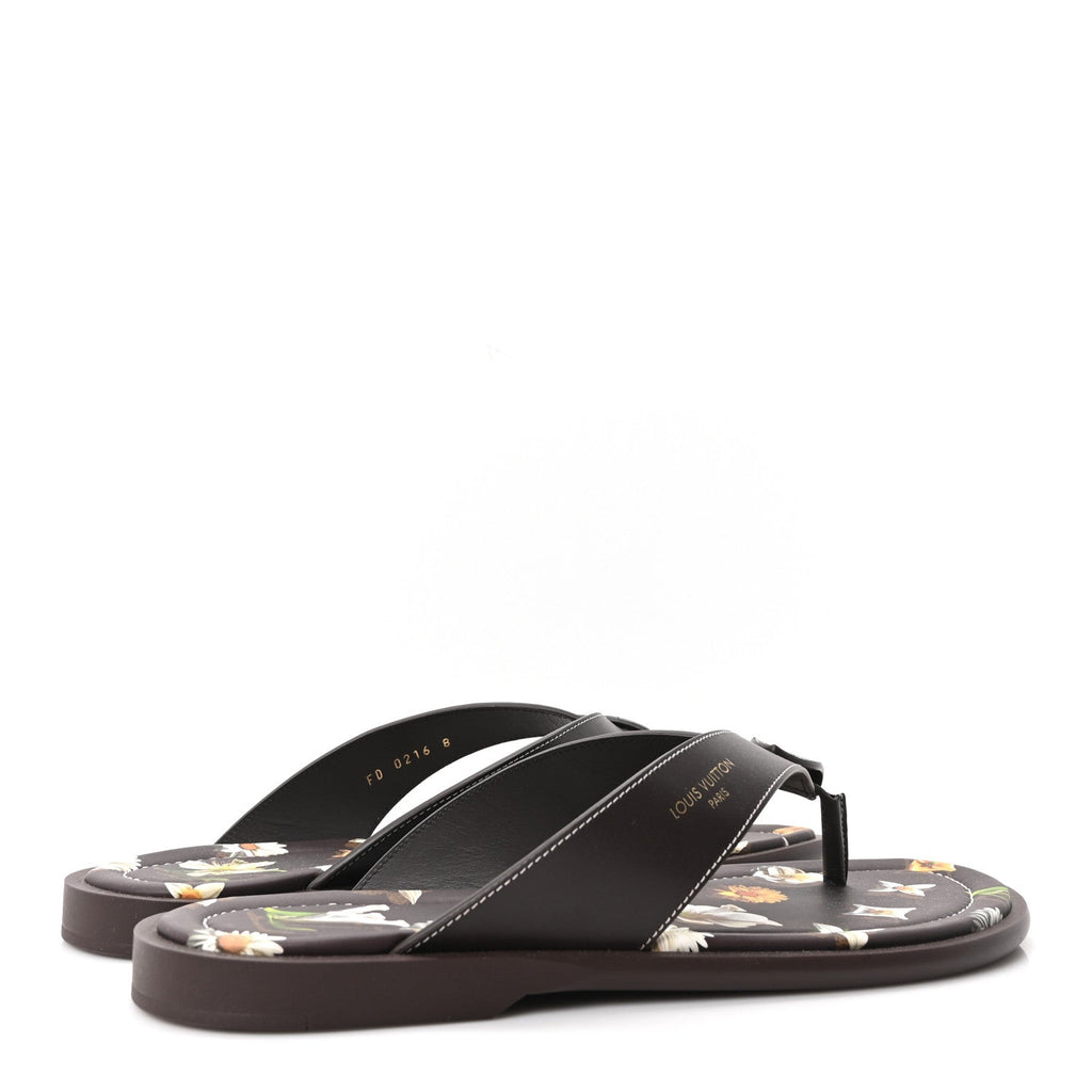 Louis Vuitton Supple Calfskin Men's LV Sunset Thong Sandals 8 Marron