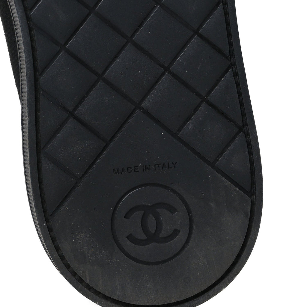 Chanel Stretch Fabric Grosgrain Women's Pearl Cap Toe CC Loafers 35.5 Black