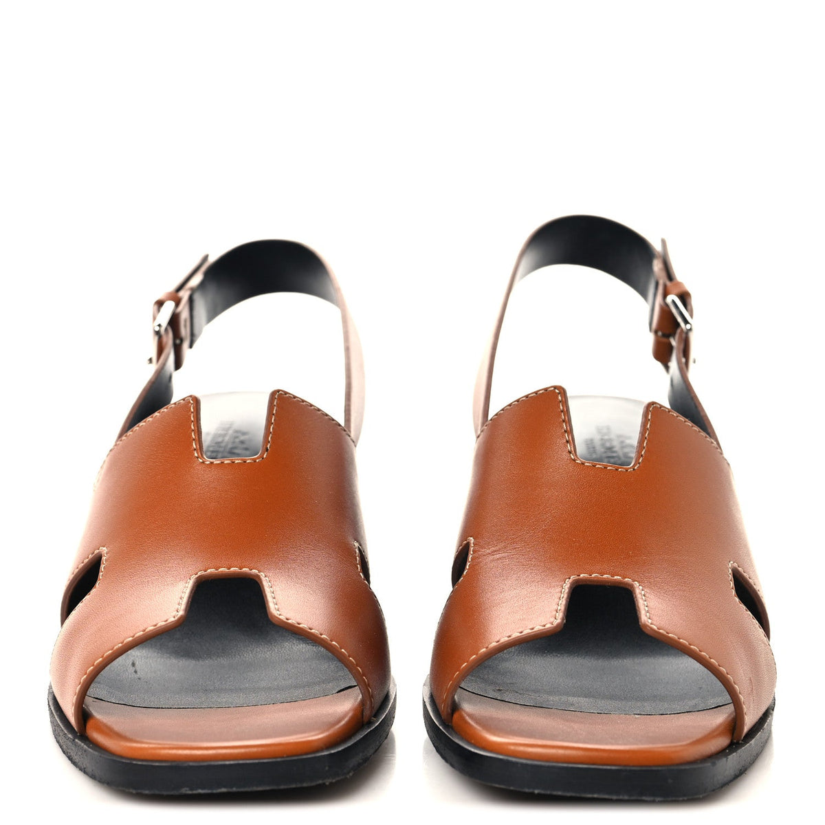 Hermes Calfskin Women's Elbe 60 Sandals 38 Marron Glaise