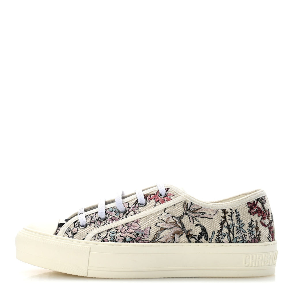 Christian Dior Canvas Embroidered Women's Walk'N'Dior Sneakers 38 White Multicolor