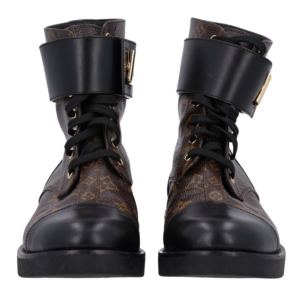 Louis Vuitton Calfskin Monogram Women's Wonderland Ranger Boots 38 Black