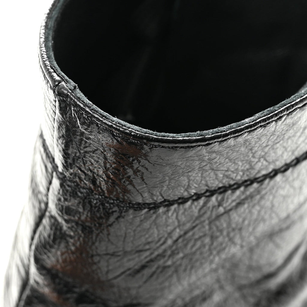 Chanel Shiny Crumpled Lambskin Lace Up Combat Women's Boots