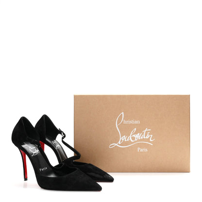 Christian Louboutin Suede Women's Miss Ziggyta 100 Pumps 36.5 Black
