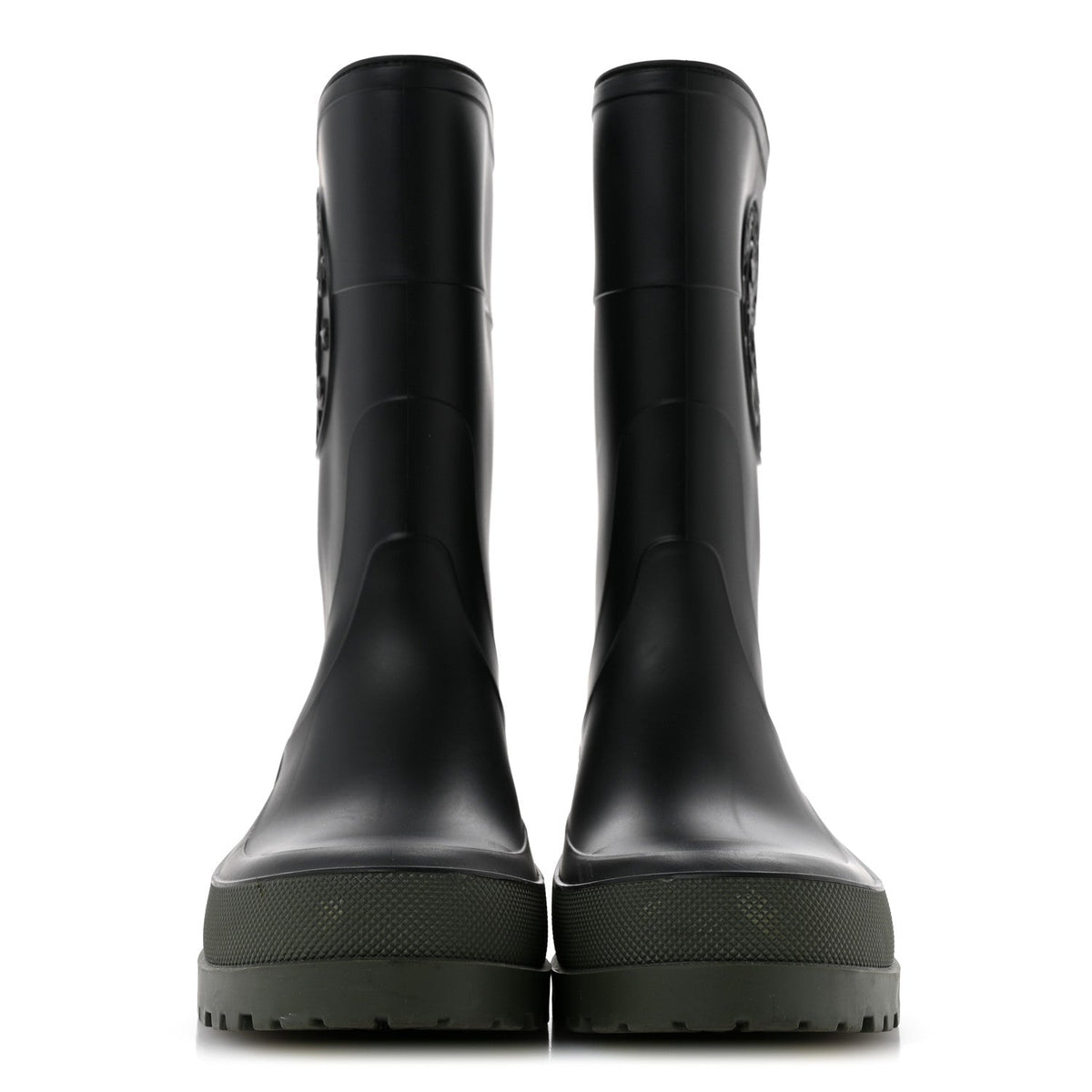 Christian Dior Rubber Women's Diorunion Rain Boots 38 Black Military
