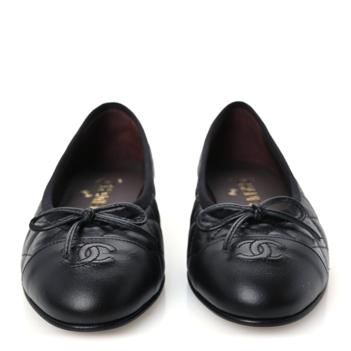 Chanel Quilted CC Cap Toe Women's Ballerina Flats Dark Brown