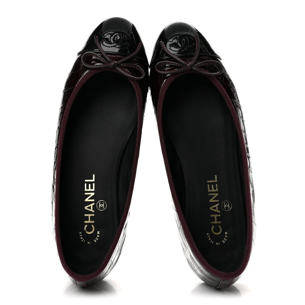Chanel Embossed Cap Toe CC Ballerina Women's Shoes