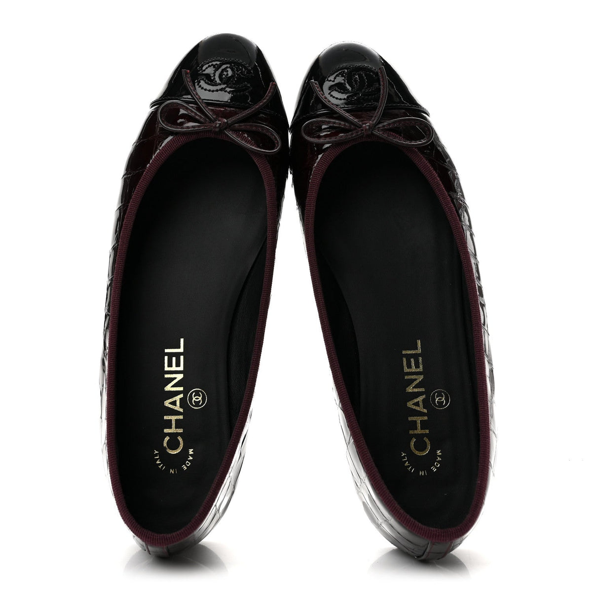 Chanel Embossed Cap Toe CC Ballerina Women's Shoes
