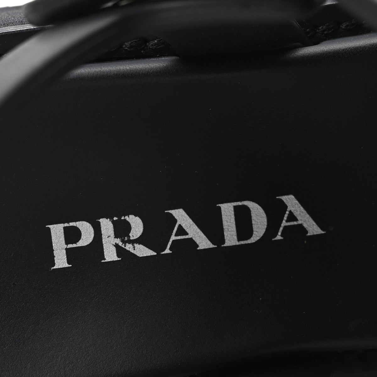 Prada Foam Rubber Women's Soft Cage Triangle Logo Sandals 39 Black