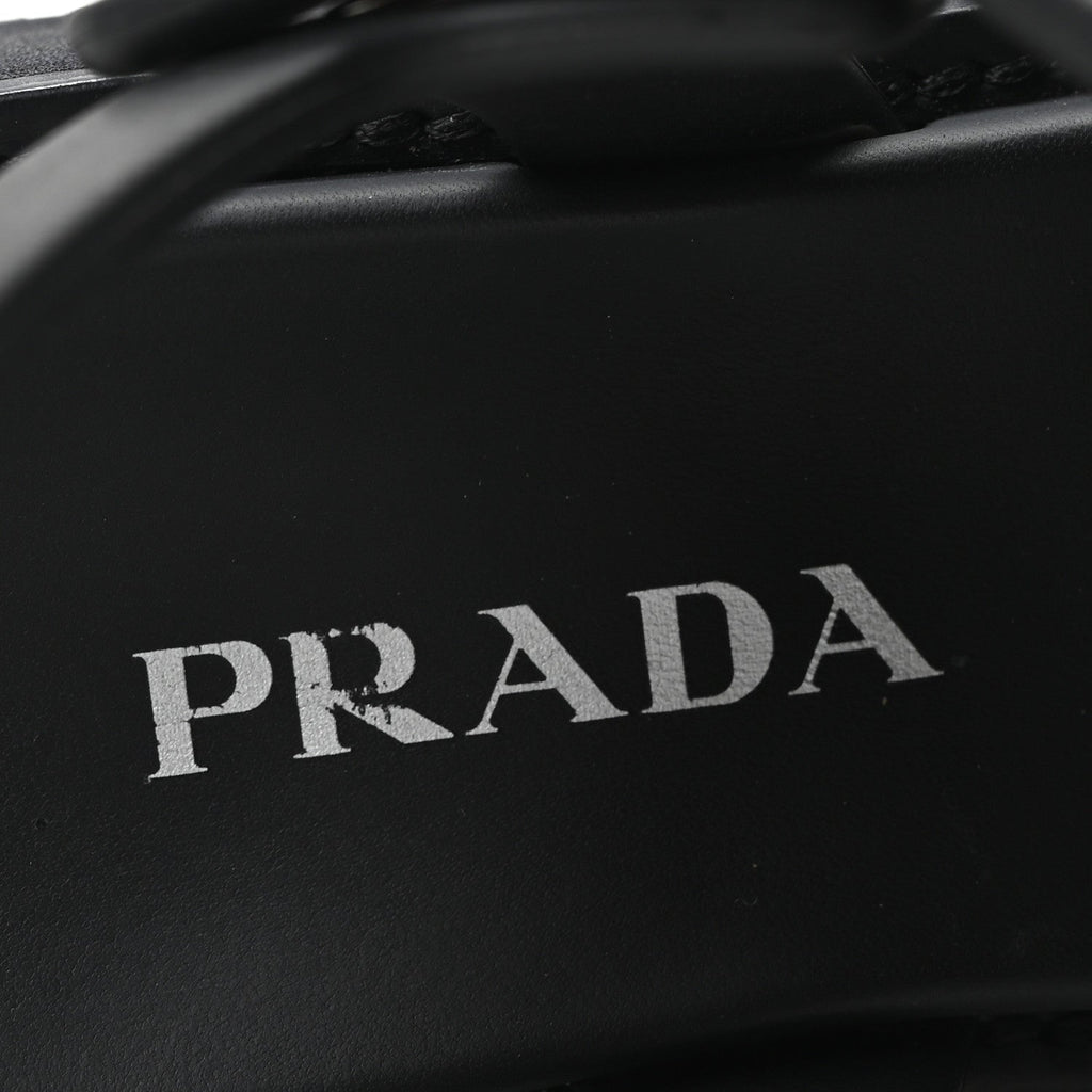 Prada Foam Rubber Women's Triangle Logo Soft Cage Sandals Black