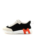 Hermes Air Mesh Suede Goatskin Women's Bouncing Sneakers 35 Black Orange