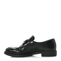 Prada Spazzolato Metal Triangle Logo 20mm Women's Loafers Black