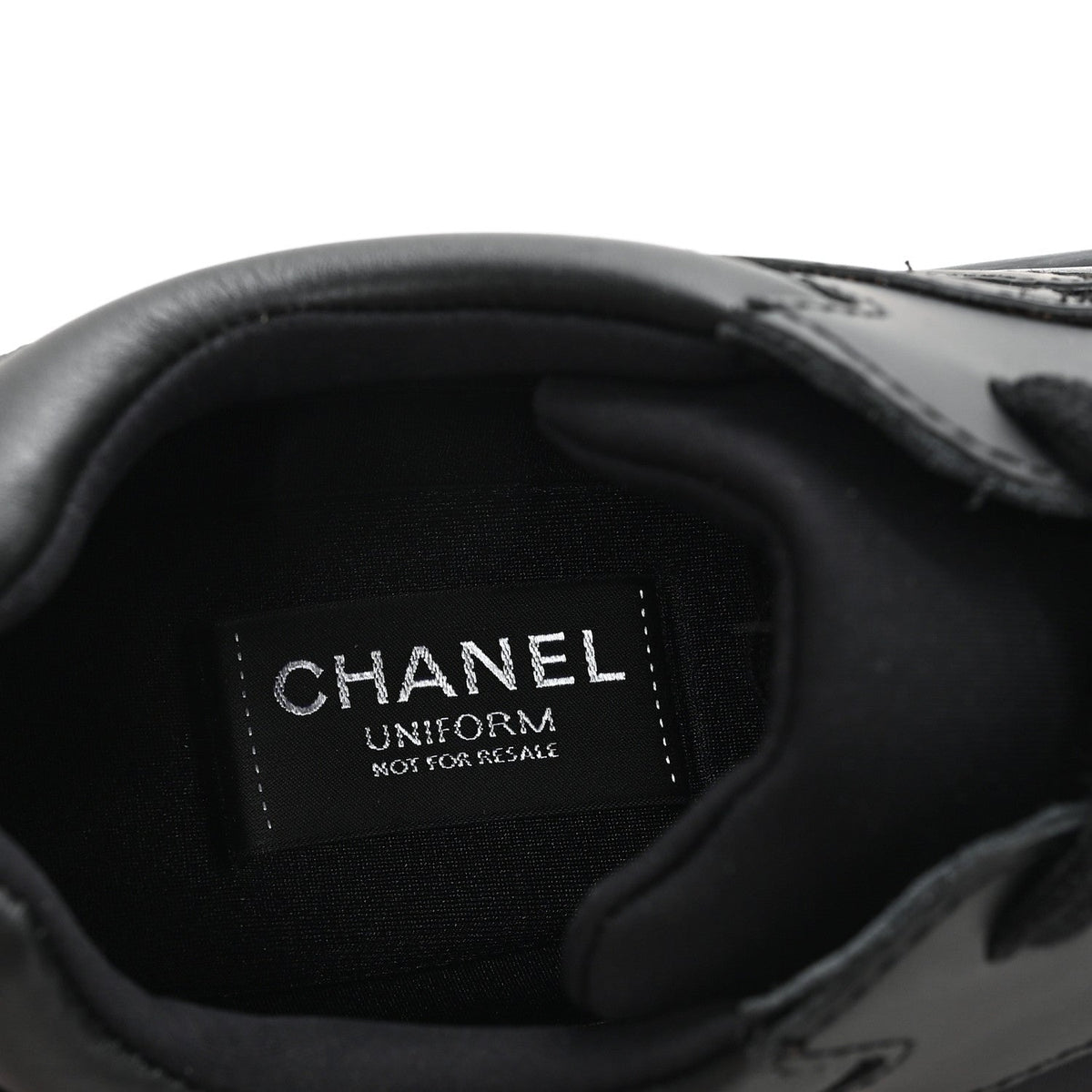 Chanel Calfskin Lambskin Women's CC Uniform Sneakers 41 Black