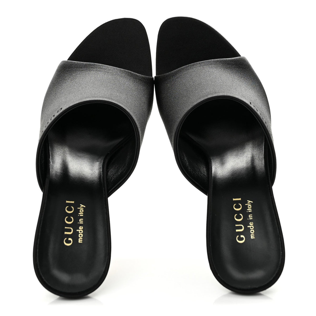Gucci Satin Silk Women's Logo Sandal Pumps 38 Black