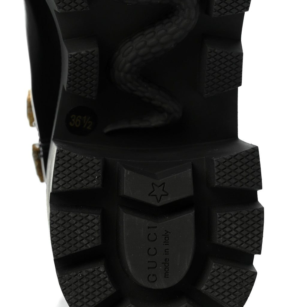 Gucci Calfskin Crystal GG Women's Trip Chelsea Boots 36.5 Black