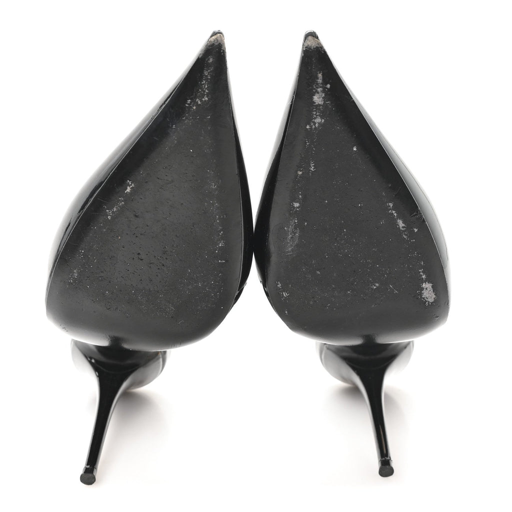 Saint Laurent Patent Leather Women's Vernice Slingback Pumps 39 Black