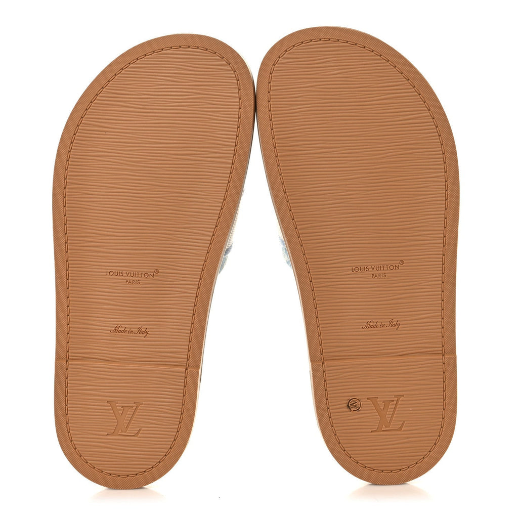 Louis Vuitton Monogram Denim Women's LV Bliss Comfort Mules 39 Turquoise