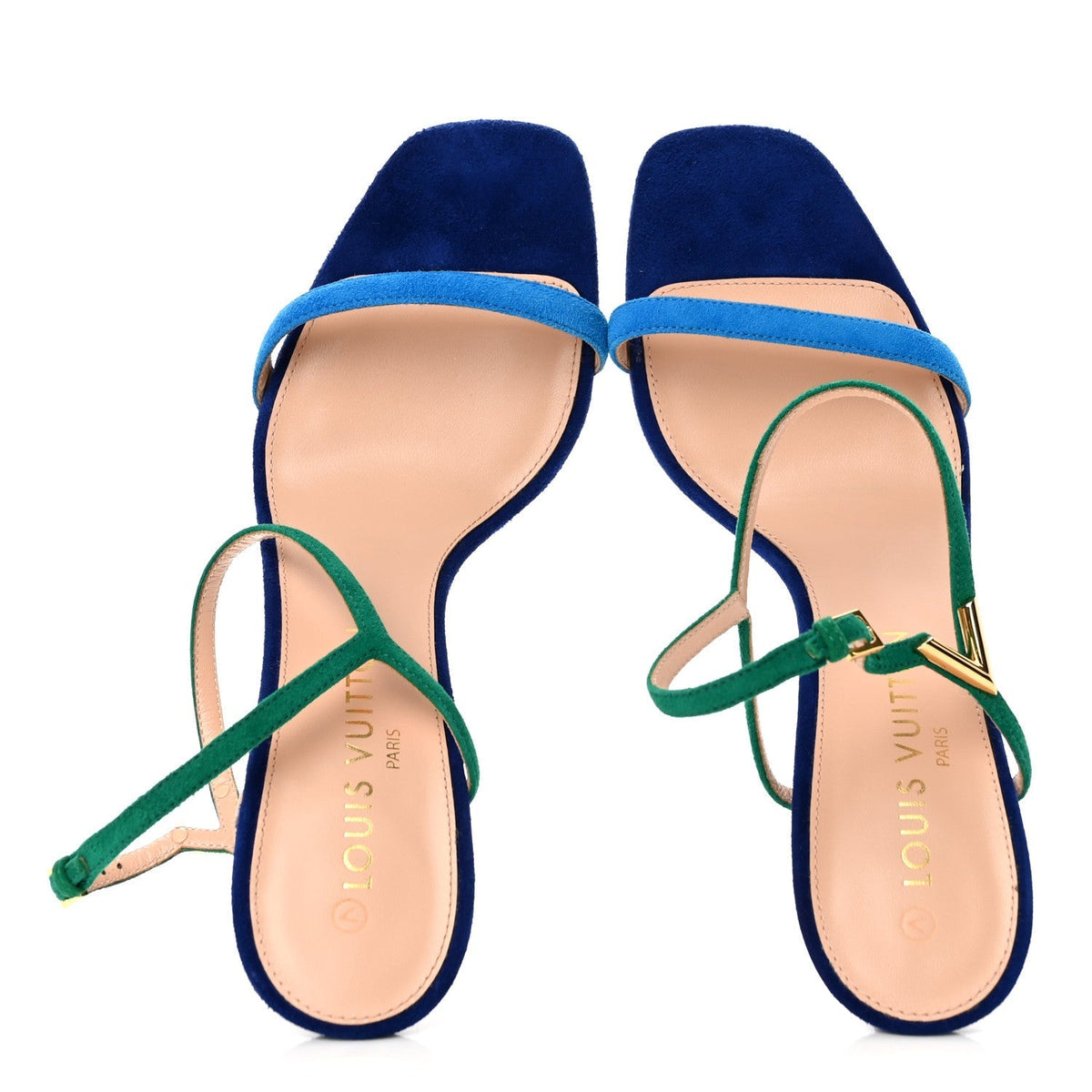 Louis Vuitton Suede Goatskin Women's Blossom Sandals 39 Blue