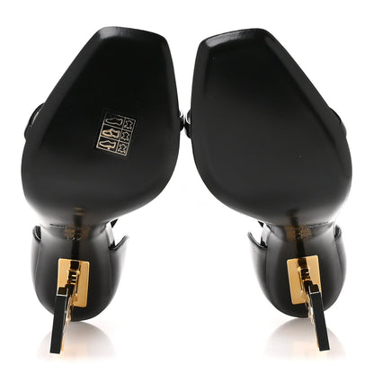 Saint Laurent Patent Calfskin Women's Opyum 110 Sandals 39.5 Black Gold