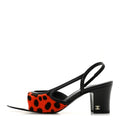 Lambskin Mixed Fibers Cap Toe CC Slingback Pumps Orange Black White
