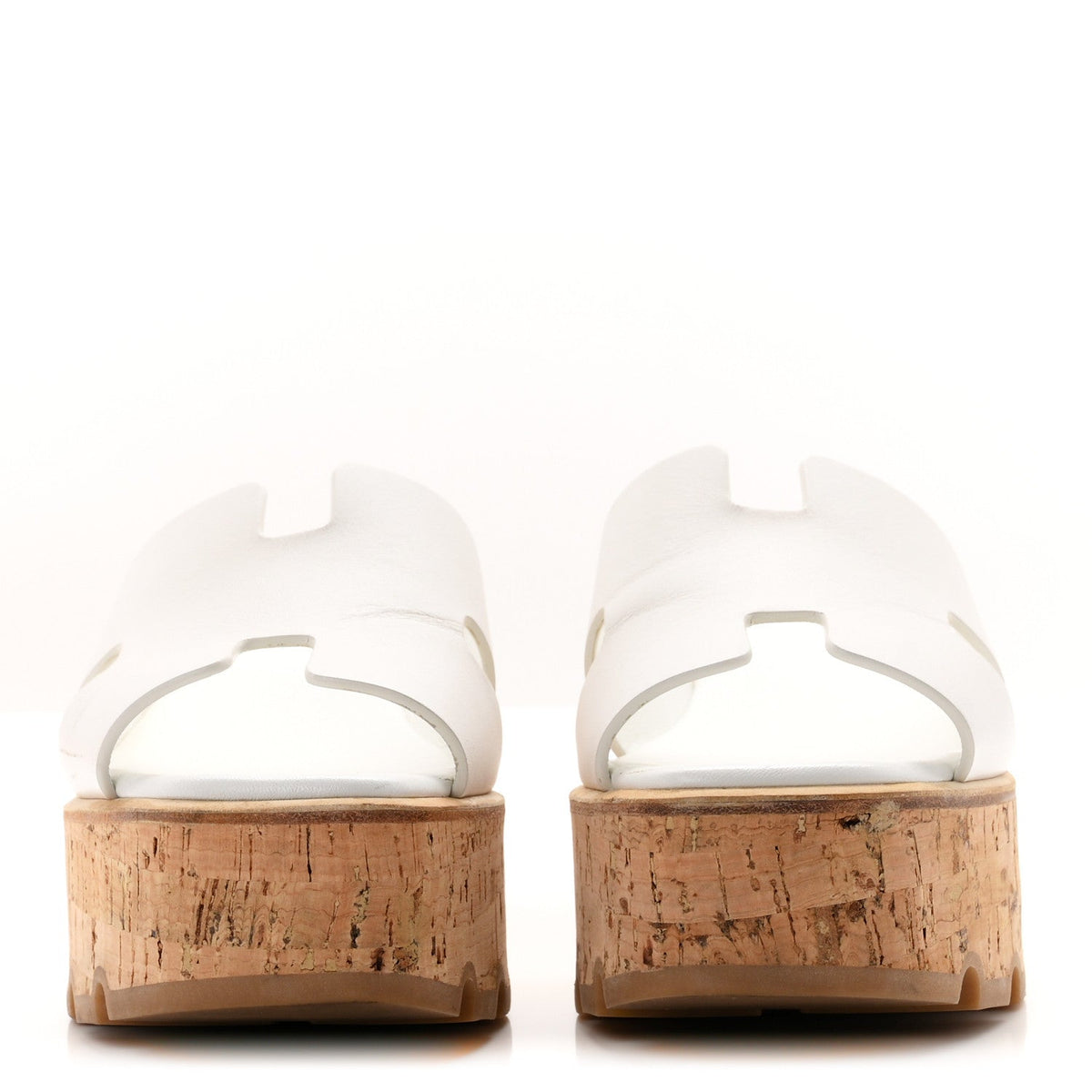 Hermes Calfskin Cork Women's Eze 30 Sandals 37 White