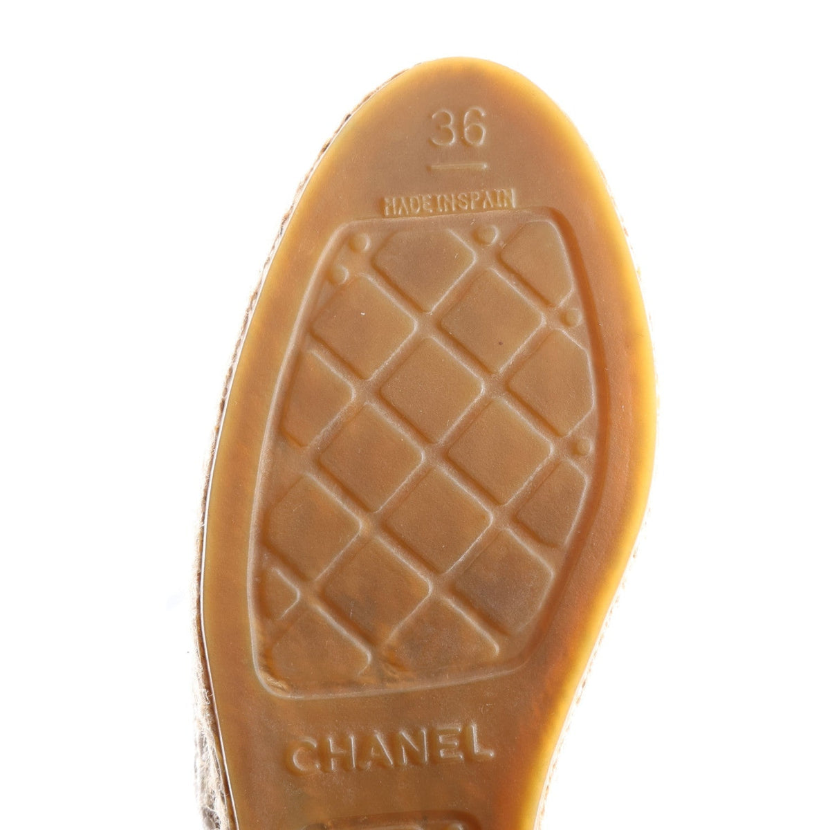Chanel Tweed Grosgrain Women's CC Espadrilles 36 White Beige